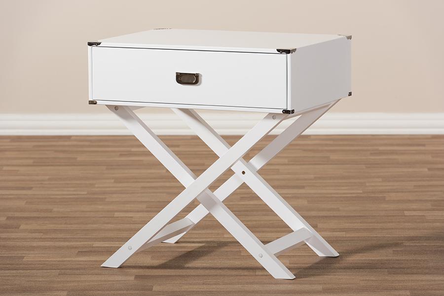 Baxton Studio Curtice Modern And Contemporary White 1-Drawer Wooden Bedside Table