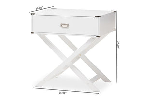 Baxton Studio Curtice Modern And Contemporary White 1-Drawer Wooden Bedside Table