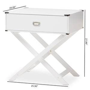 Baxton Studio Curtice Modern And Contemporary White 1-Drawer Wooden Bedside Table