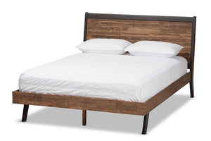 Baxton Studio Selena Mid-Century Modern Brown Wood Queen Size Platform Bed