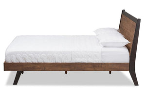 Baxton Studio Selena Mid-Century Modern Brown Wood Queen Size Platform Bed