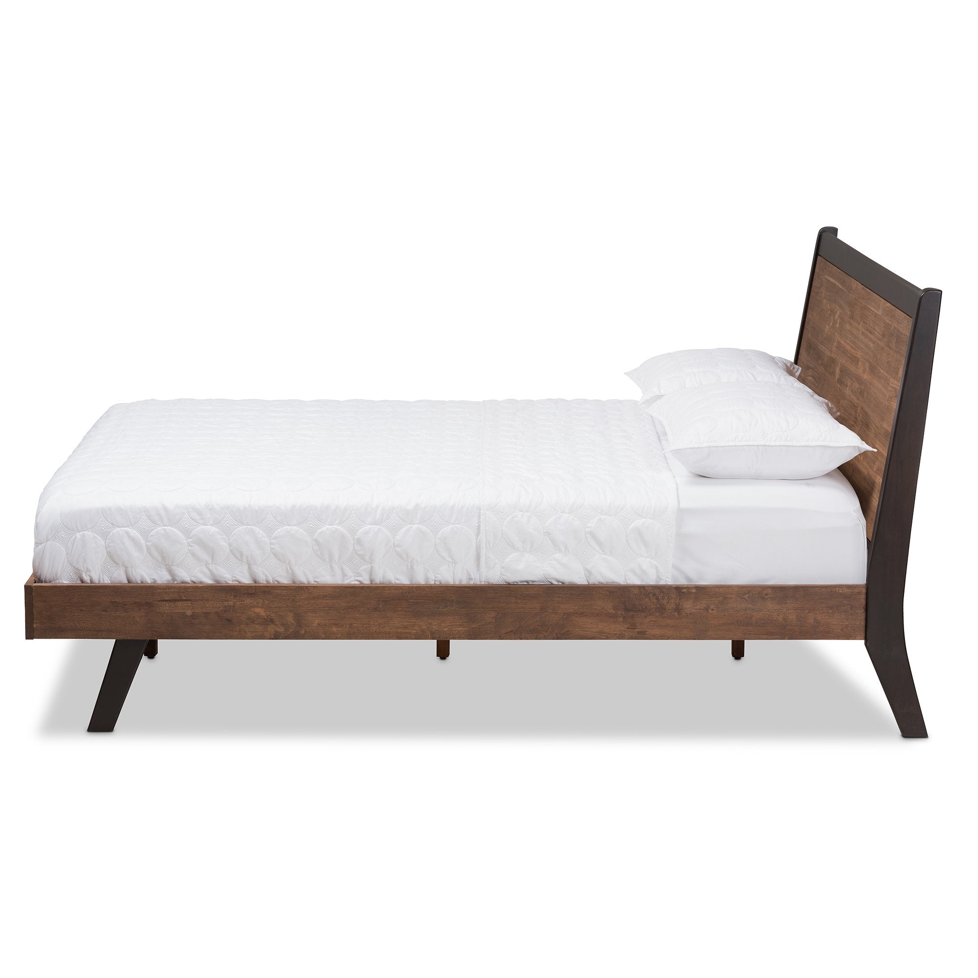 Baxton Studio Selena Mid-Century Modern Brown Wood Queen Size Platform Bed