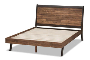 Baxton Studio Selena Mid-Century Modern Brown Wood Queen Size Platform Bed