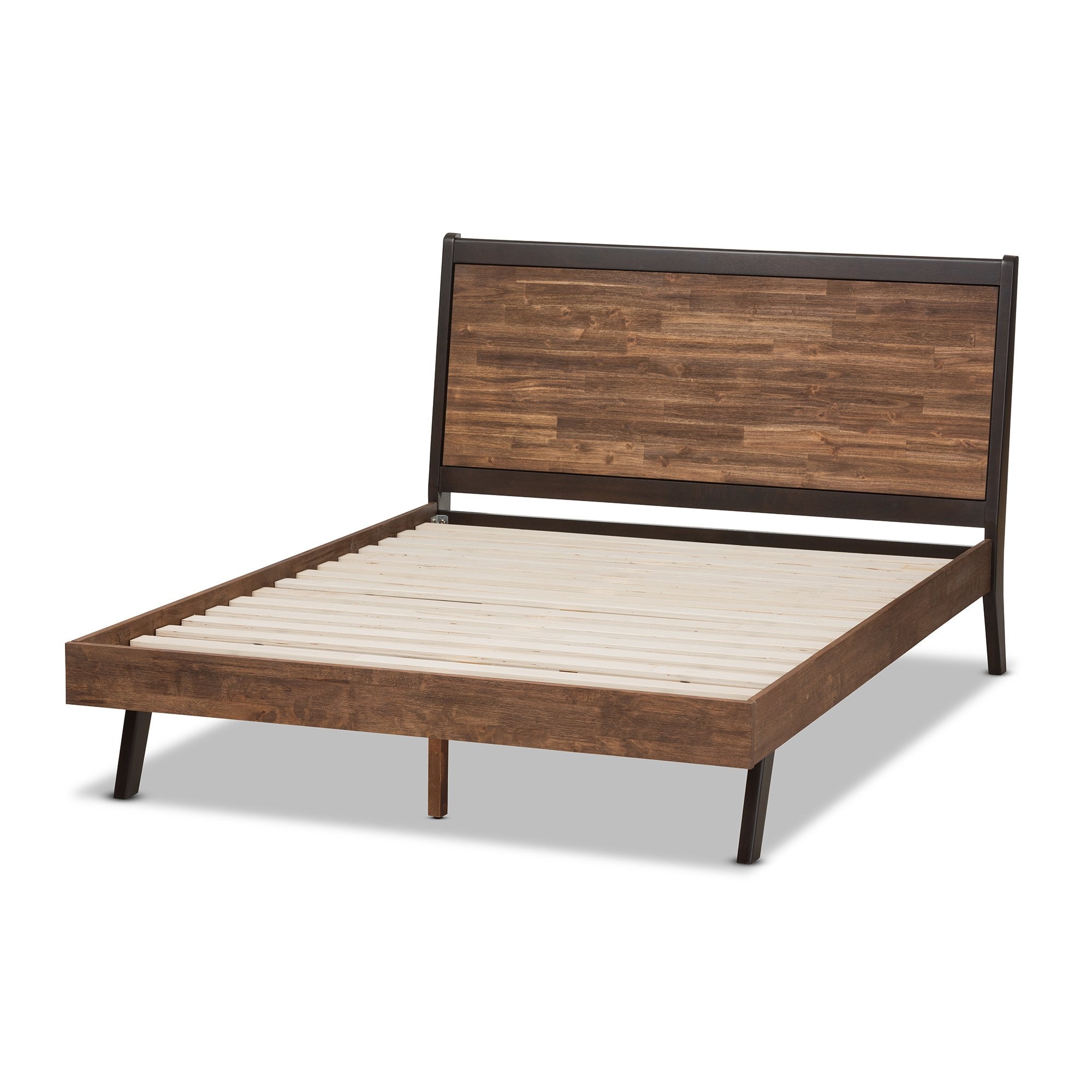 Baxton Studio Selena Mid-Century Modern Brown Wood Queen Size Platform Bed