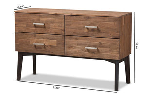 Baxton Studio Selena Mid-Century Modern Brown Wood 4-Drawer Dresser