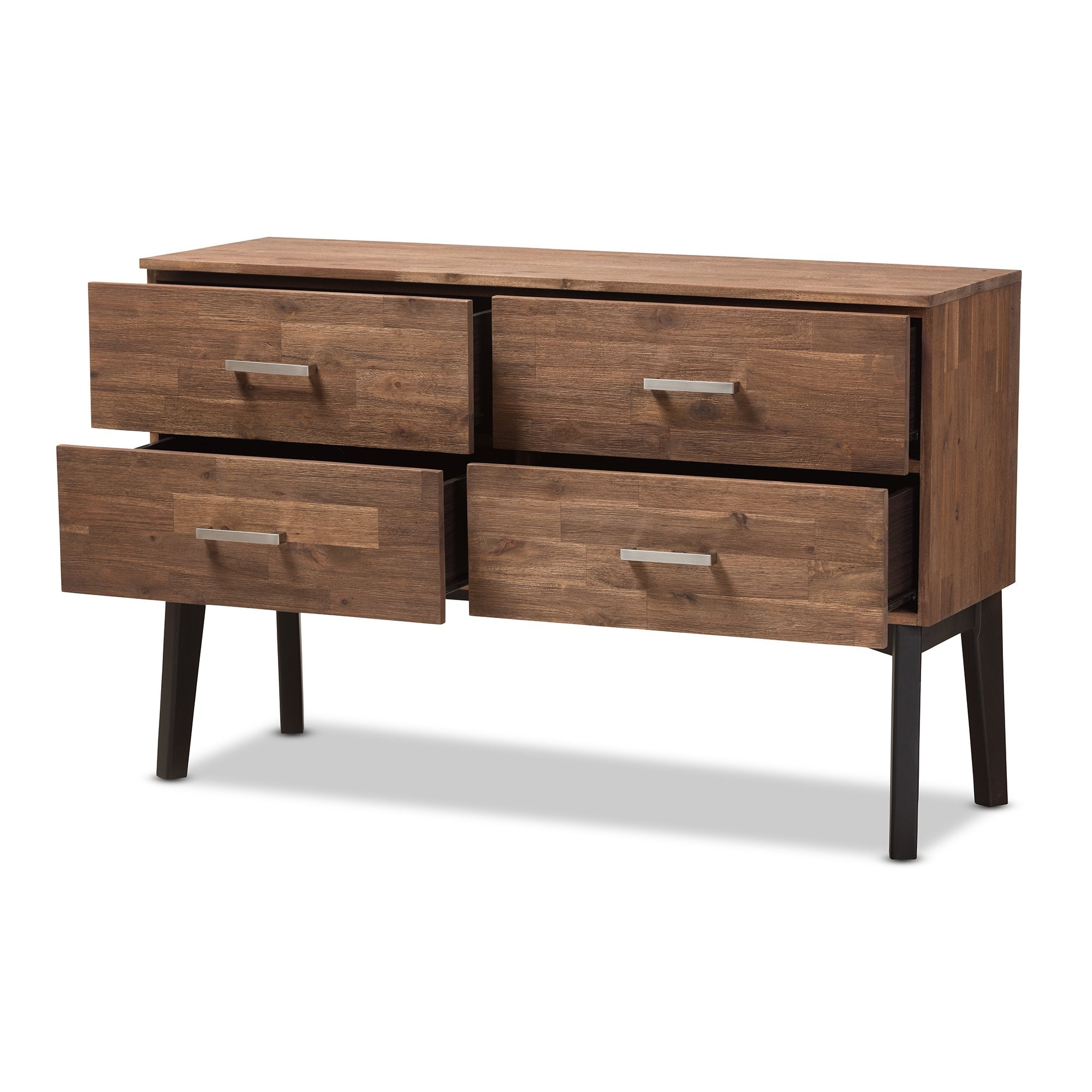 Baxton Studio Selena Mid-Century Modern Brown Wood 4-Drawer Dresser