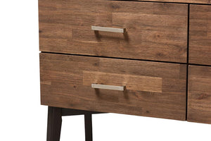 Baxton Studio Selena Mid-Century Modern Brown Wood 4-Drawer Dresser