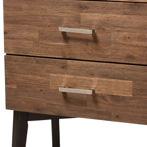 Baxton Studio Selena Mid-Century Modern Brown Wood 4-Drawer Dresser