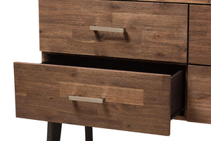 Baxton Studio Selena Mid-Century Modern Brown Wood 4-Drawer Dresser