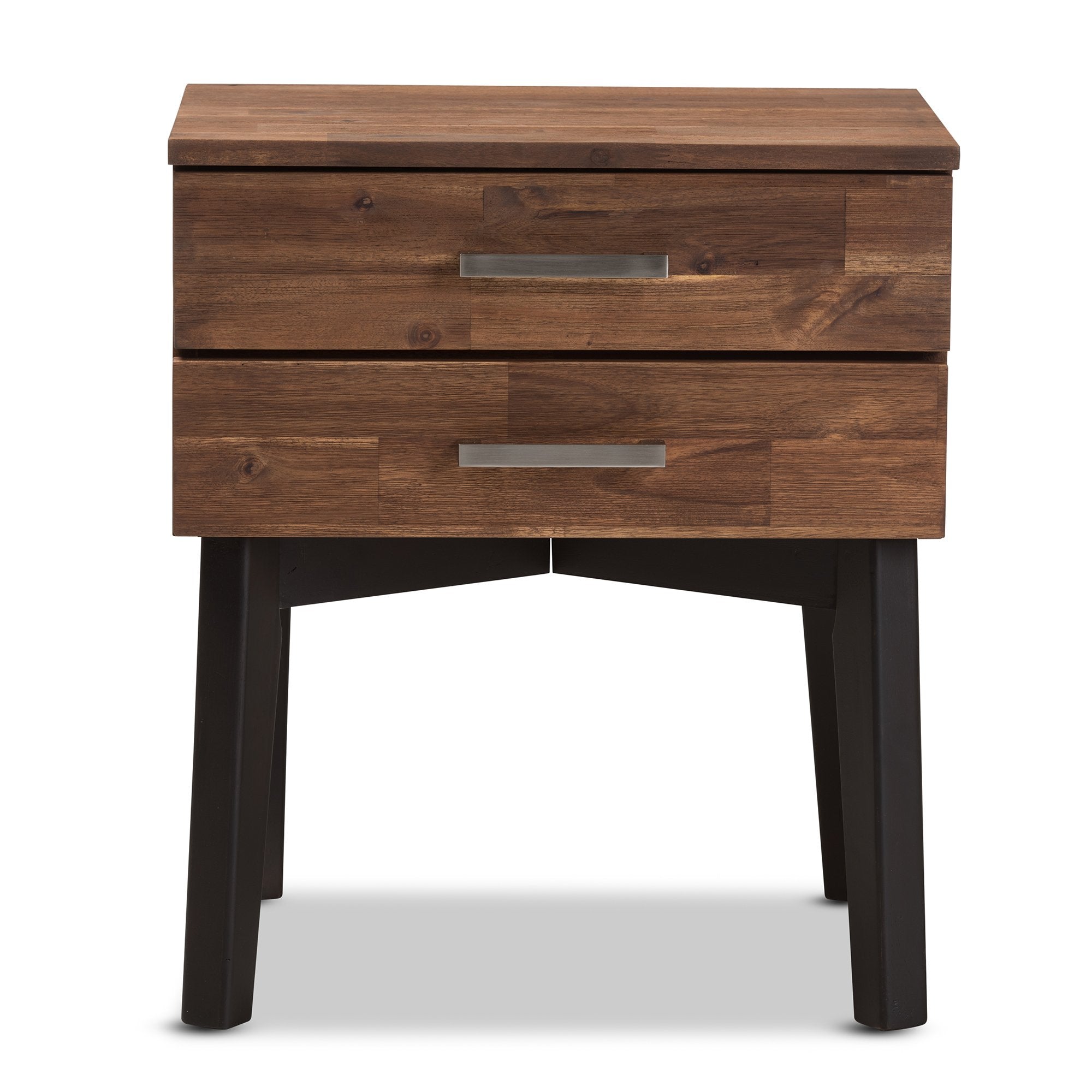 Baxton Studio Selena Mid-Century Modern Brown Wood 2-Drawer Nightstand