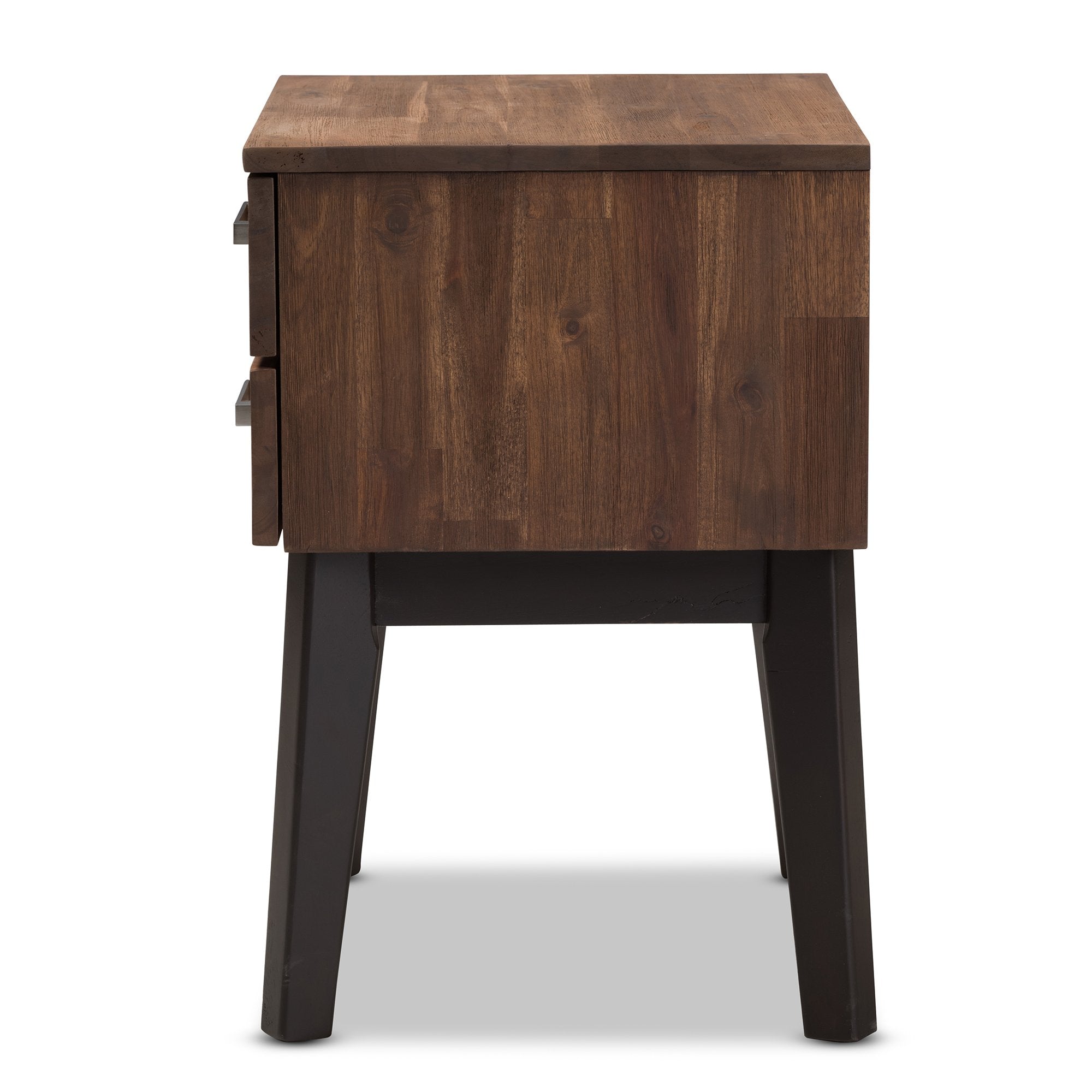 Baxton Studio Selena Mid-Century Modern Brown Wood 2-Drawer Nightstand