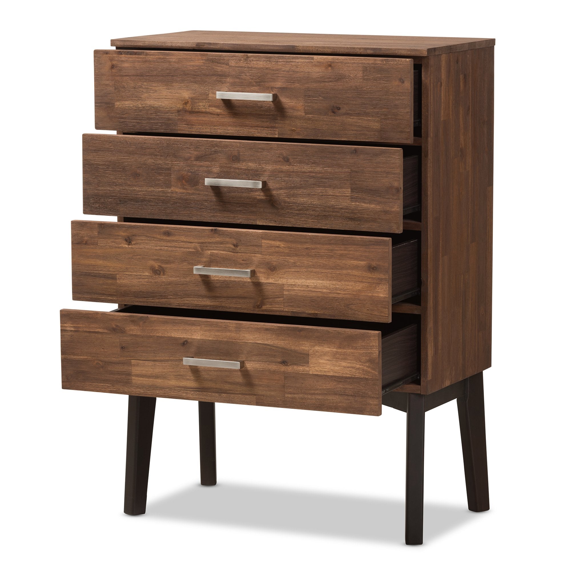 Baxton Studio Selena Mid-Century Modern Brown Wood 4-Drawer Chest