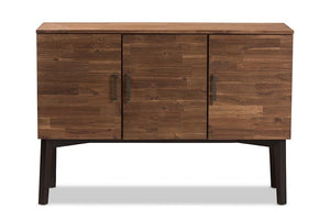 Baxton Studio Selena Mid-Century Modern Brown Wood 3-Door Sideboard Buffet