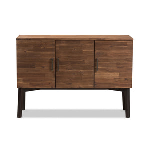 Baxton Studio Selena Mid-Century Modern Brown Wood 3-Door Sideboard Buffet