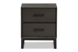 Baxton Studio Parris Rustic Grey Wood and Black Metal 2-Drawer Nightstand