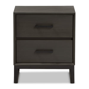 Baxton Studio Parris Rustic Grey Wood and Black Metal 2-Drawer Nightstand