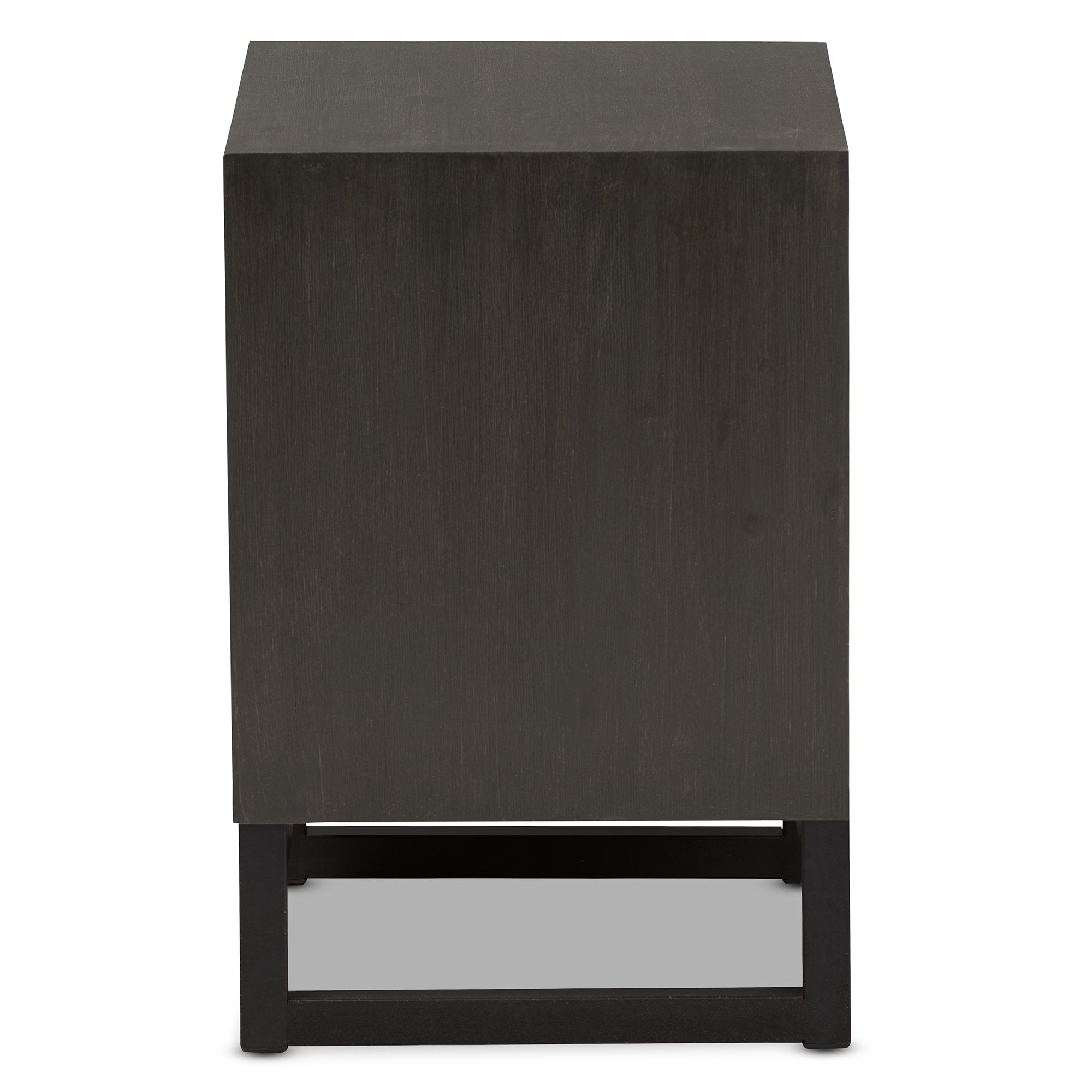 Baxton Studio Parris Rustic Grey Wood and Black Metal 2-Drawer Nightstand