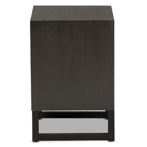 Baxton Studio Parris Rustic Grey Wood and Black Metal 2-Drawer Nightstand