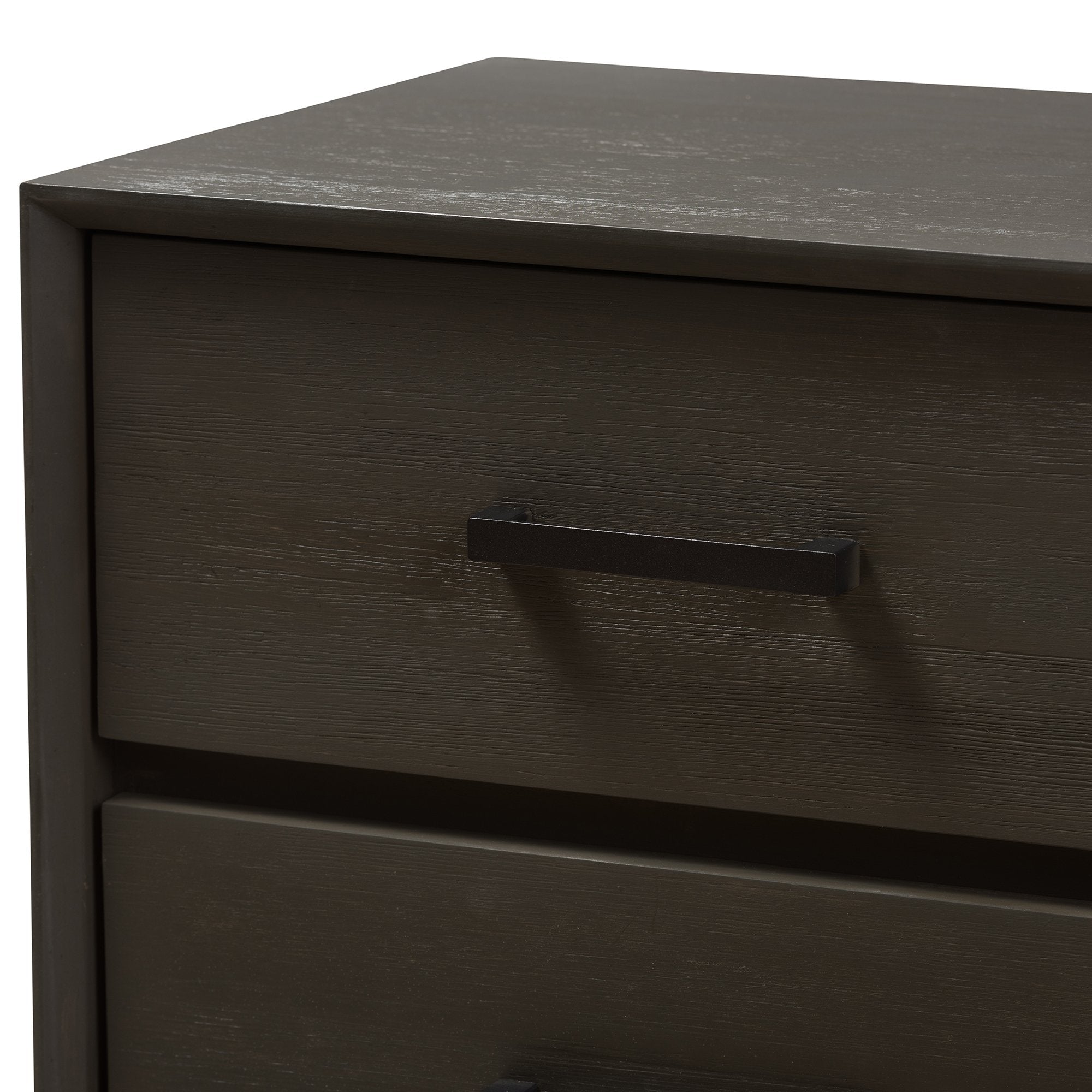 Baxton Studio Parris Rustic Grey Wood and Black Metal 2-Drawer Nightstand