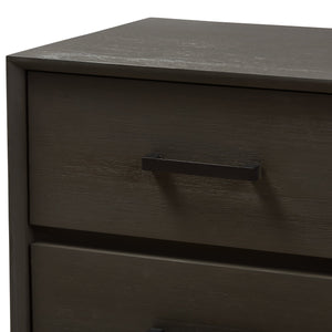 Baxton Studio Parris Rustic Grey Wood and Black Metal 2-Drawer Nightstand