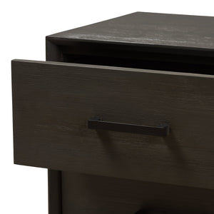 Baxton Studio Parris Rustic Grey Wood and Black Metal 2-Drawer Nightstand