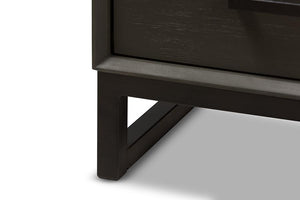 Baxton Studio Parris Rustic Grey Wood and Black Metal 2-Drawer Nightstand