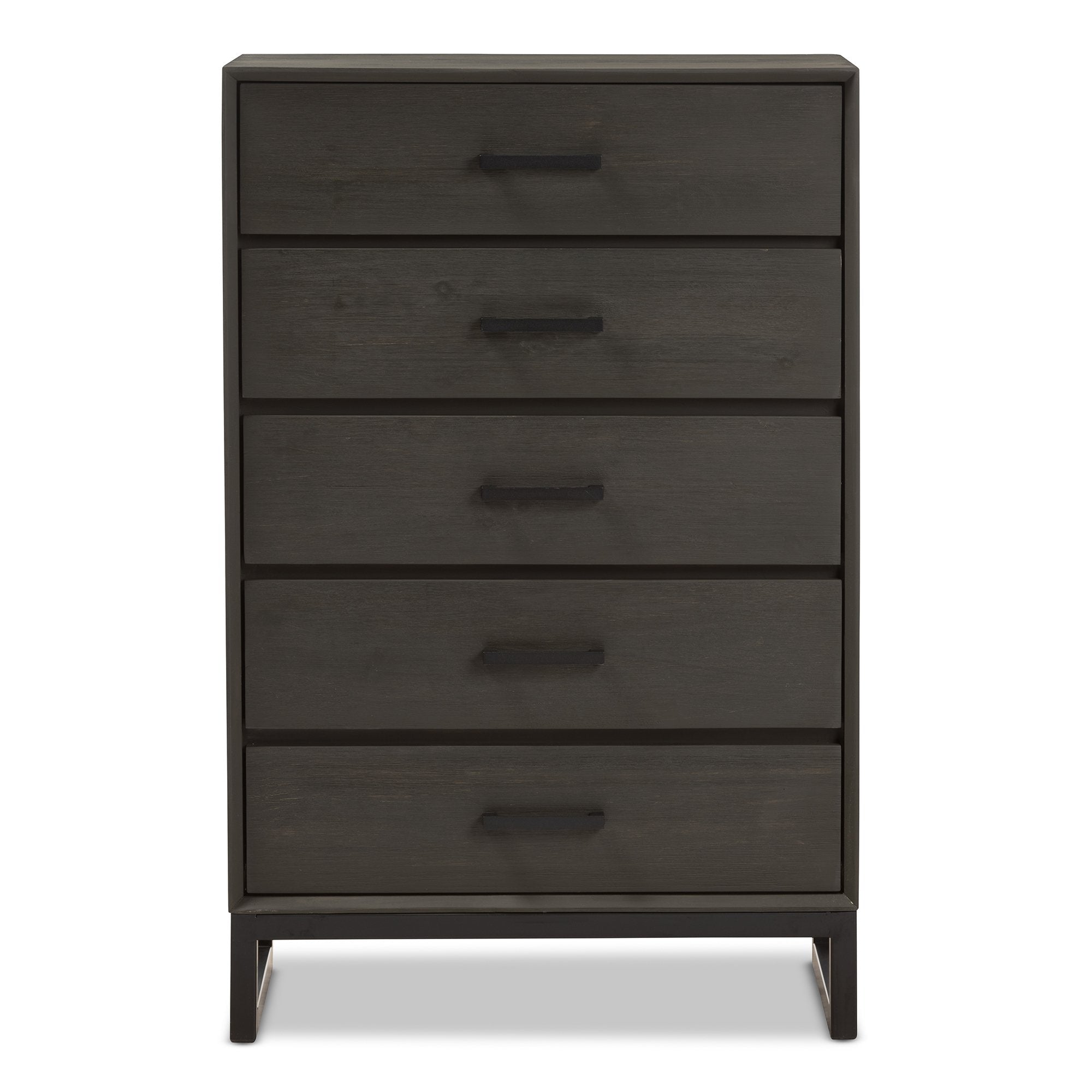 Baxton Studio Parris Rustic Grey Wood and Black Metal 5-Drawer Chest