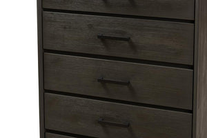 Baxton Studio Parris Rustic Grey Wood and Black Metal 5-Drawer Chest