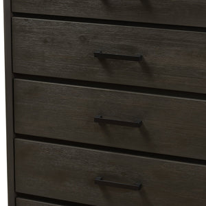 Baxton Studio Parris Rustic Grey Wood and Black Metal 5-Drawer Chest