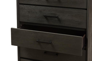 Baxton Studio Parris Rustic Grey Wood and Black Metal 5-Drawer Chest