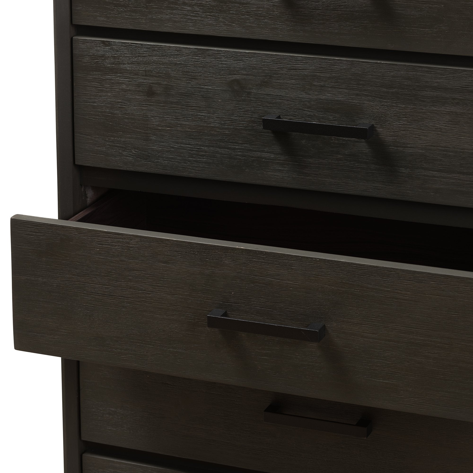 Baxton Studio Parris Rustic Grey Wood and Black Metal 5-Drawer Chest