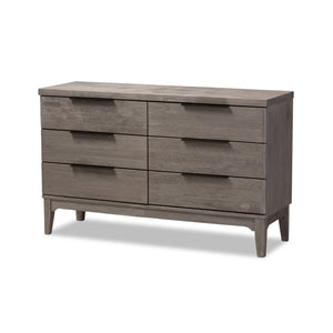 Baxton Studio Nash Rustic Platinum Wood 6-Drawer Dresser