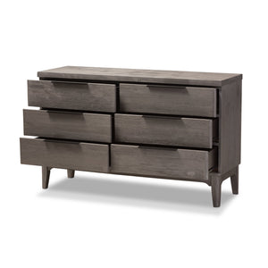 Baxton Studio Nash Rustic Platinum Wood 6-Drawer Dresser