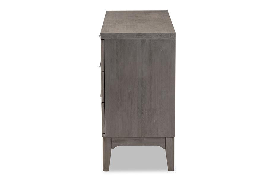 Baxton Studio Nash Rustic Platinum Wood 6-Drawer Dresser