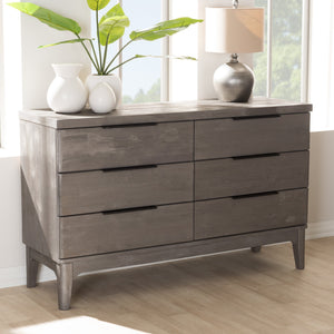 Baxton Studio Nash Rustic Platinum Wood 6-Drawer Dresser