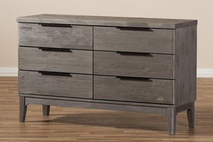 Baxton Studio Nash Rustic Platinum Wood 6-Drawer Dresser