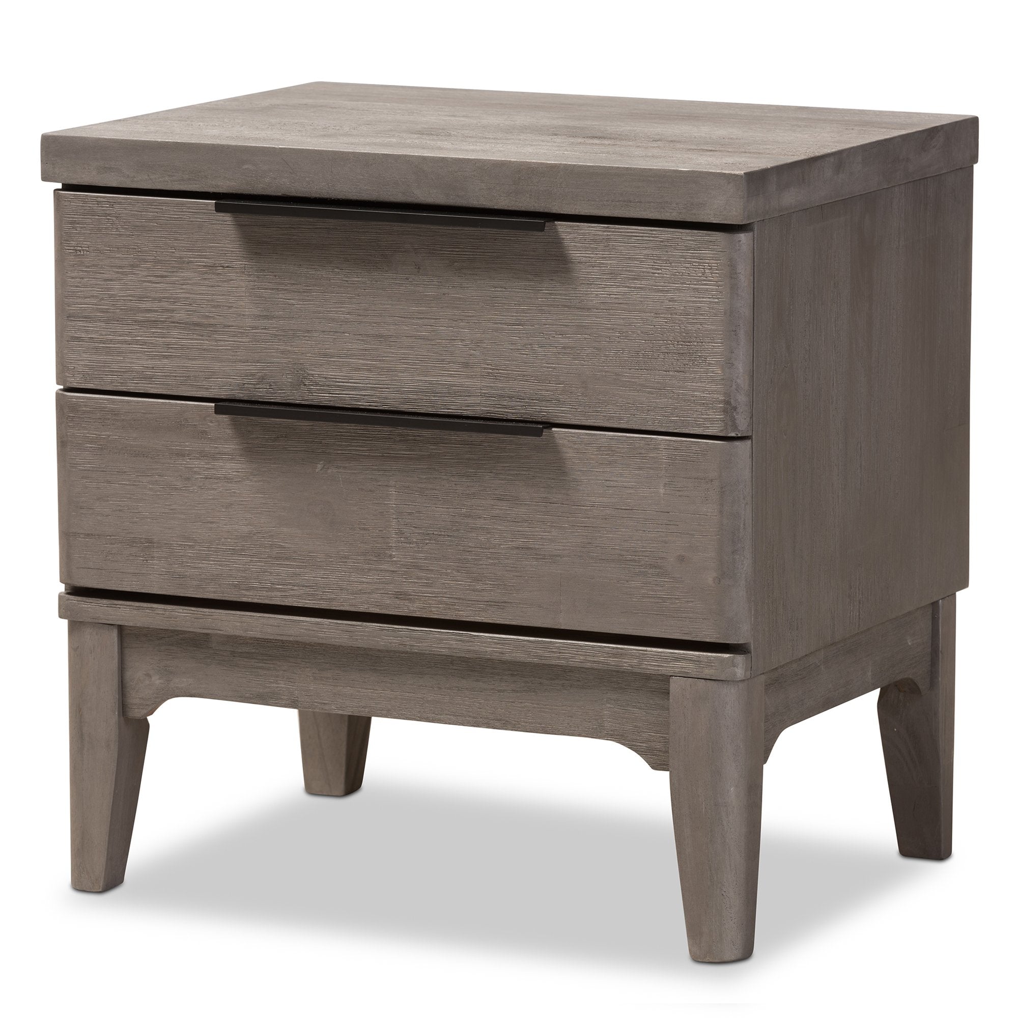 Baxton Studio Nash Rustic Platinum Wood 2-Drawer Nightstand