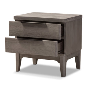 Baxton Studio Nash Rustic Platinum Wood 2-Drawer Nightstand