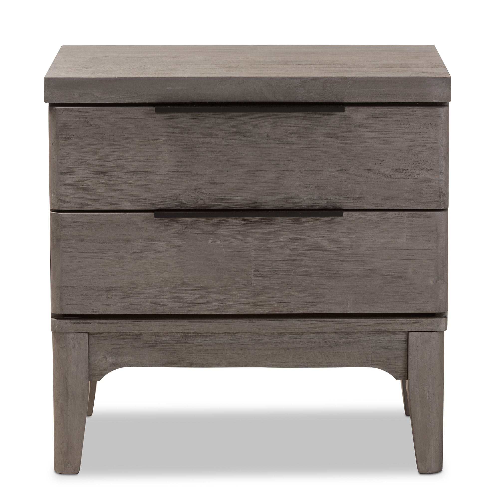 Baxton Studio Nash Rustic Platinum Wood 2-Drawer Nightstand