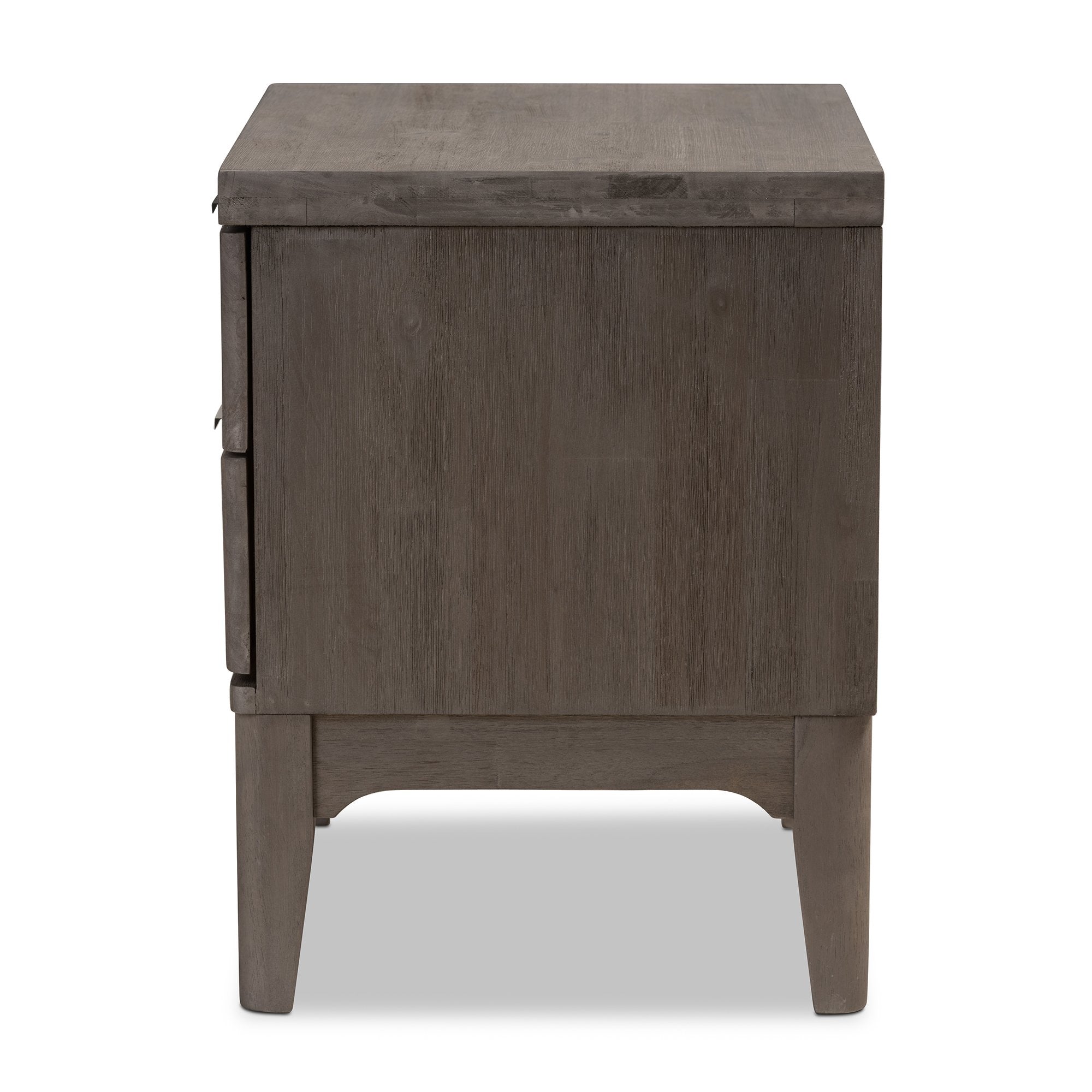 Baxton Studio Nash Rustic Platinum Wood 2-Drawer Nightstand