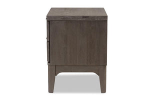 Baxton Studio Nash Rustic Platinum Wood 2-Drawer Nightstand