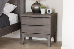 Baxton Studio Nash Rustic Platinum Wood 2-Drawer Nightstand