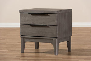 Baxton Studio Nash Rustic Platinum Wood 2-Drawer Nightstand