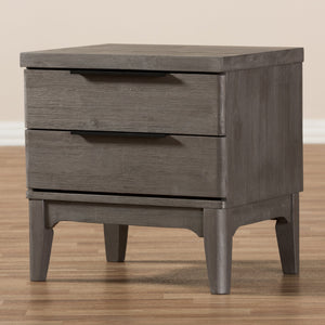 Baxton Studio Nash Rustic Platinum Wood 2-Drawer Nightstand