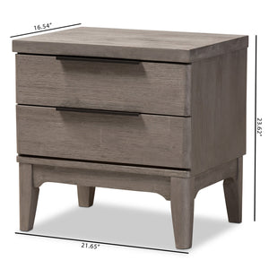 Baxton Studio Nash Rustic Platinum Wood 2-Drawer Nightstand