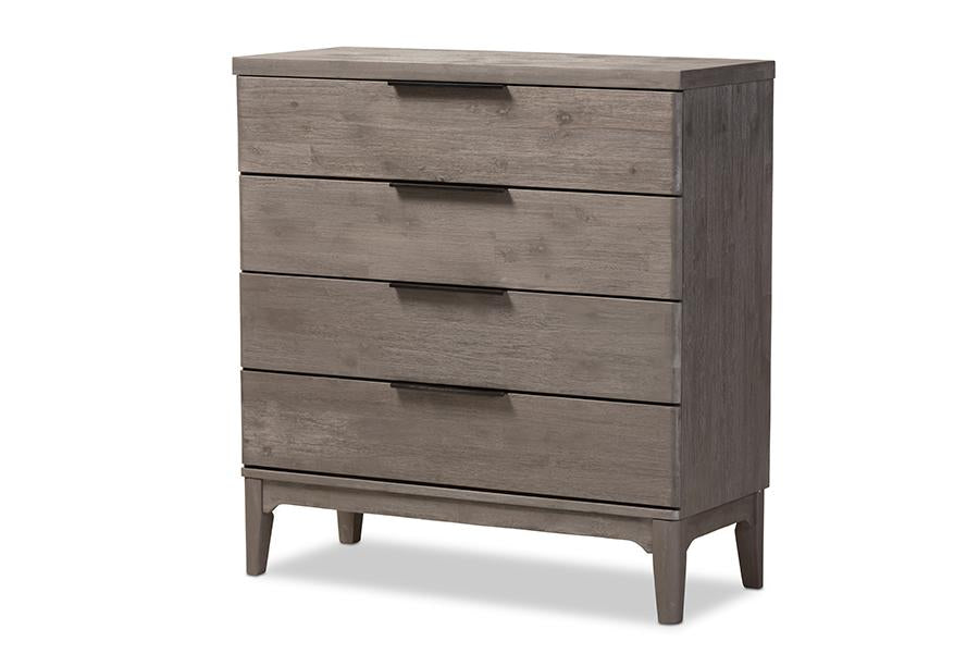 Baxton Studio Nash Rustic Platinum Wood 4-Drawer Chest