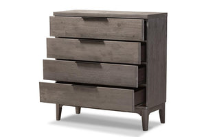 Baxton Studio Nash Rustic Platinum Wood 4-Drawer Chest