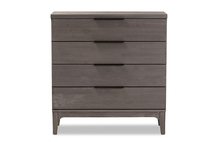 Baxton Studio Nash Rustic Platinum Wood 4-Drawer Chest