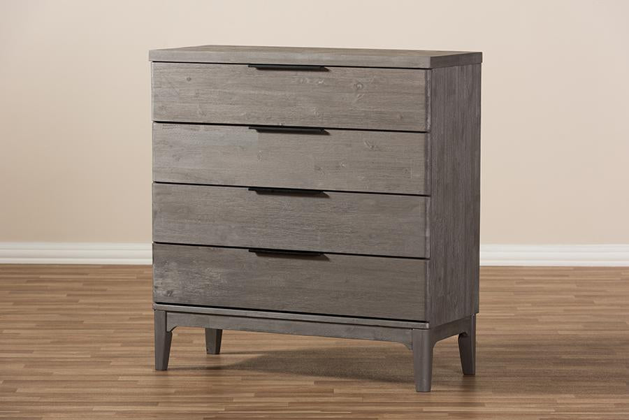 Baxton Studio Nash Rustic Platinum Wood 4-Drawer Chest