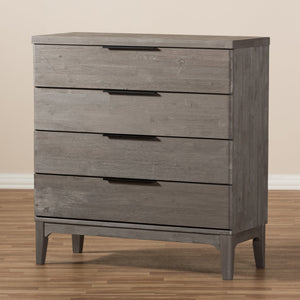 Baxton Studio Nash Rustic Platinum Wood 4-Drawer Chest